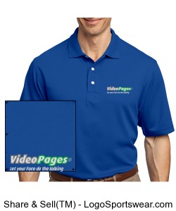 VideoPages Blue Polo (1) Logo - Logo on Left Chest Area only. Royal blue polo shirt. Design Zoom